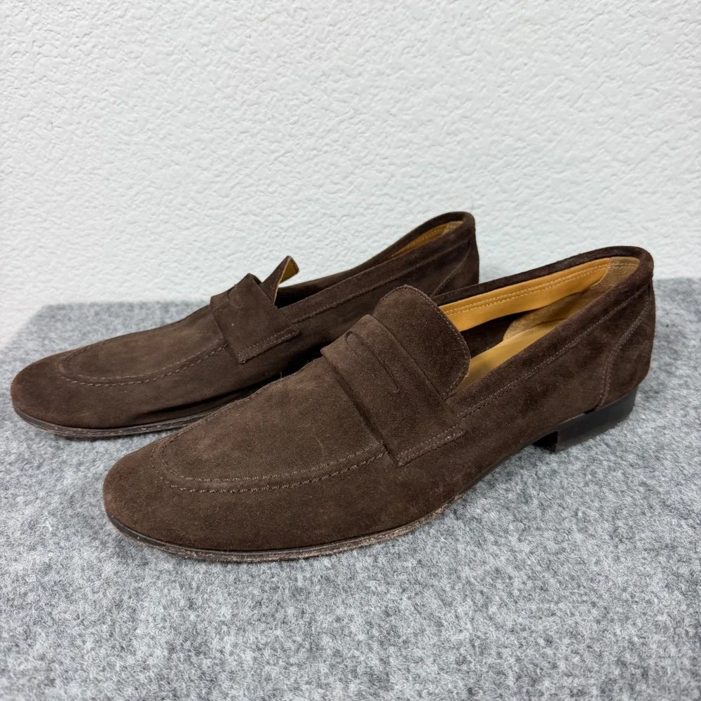 Hawes & Curtis Penny Loafer Mens Size 9 Brown Suede Leather Sole GUC